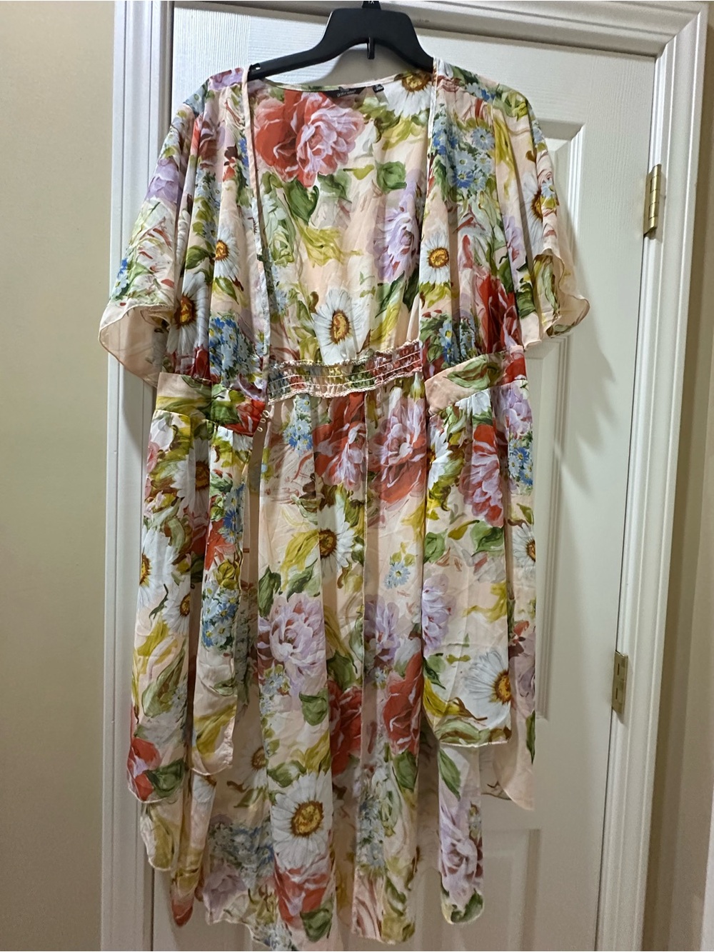 Floral Open-Front Cardigan Kimono - Multicolor Floral